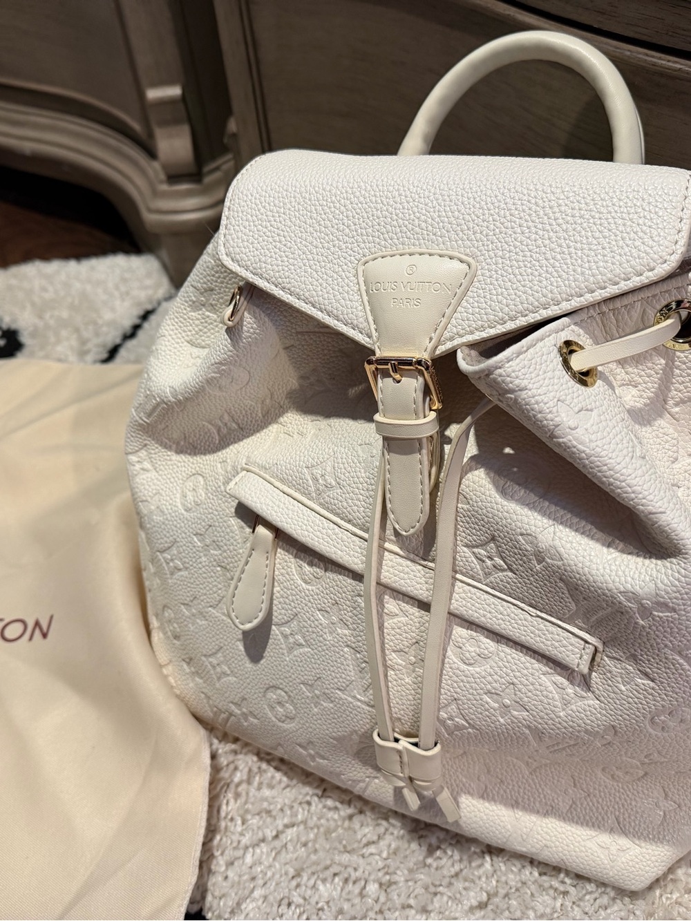 Louis Vuitton Cream Monogram Empreinte Leather Backpack